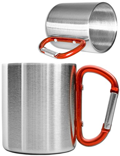 Tasse à usage extérieur Saxx® - tasse de camping | Compacte et légère, 200 ml avec poignée à mousqueton vissée en acier inoxydable | Pour les...