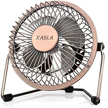 xasla 4 Inch Small USB Desk Fan, Mini Quiet Fan with Metal Construction & Strong Airflow & 360Adjustable Tilt Angle, Personal Cooling Fan for Desktop Office Bronze