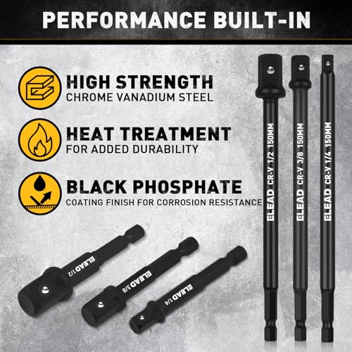 image for ELEAD 11-Piece Impact Socket Adapter Set, 1/4-Inch Hex Shank, 1/4