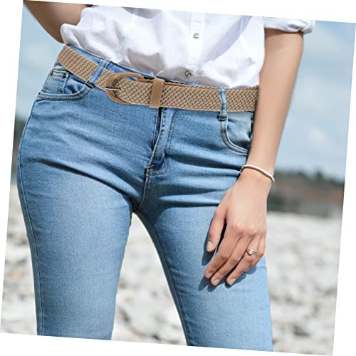 Elastic Woven Waist Belt for Men and Women Stretchy Casual Braided Fabric Belt Fit Stylish Waistband for Jeans and Sweaters Beige Unisex Fashion Accessory3