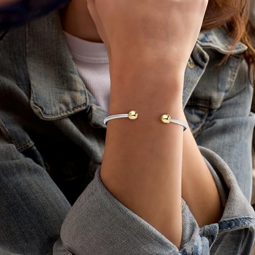 Ross-Simons Italian Sterling Silver and 18kt Gold Over Sterling Ball Cuff Bracelet2