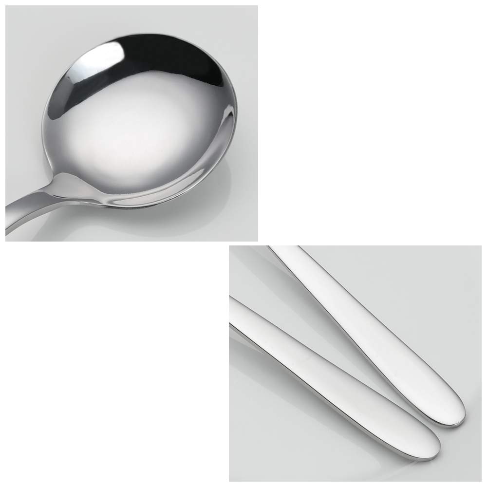 Yarebest Stainless Steel Round Spoon, Table Spoon Set, 6 Piece Round Soup Spoons, Silver - Image 3