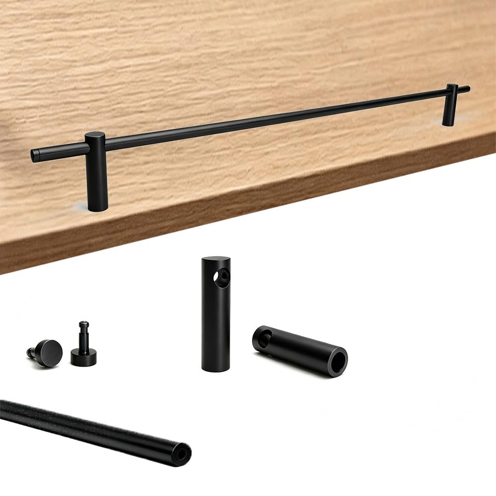 Tajmdgw Black Anti-Fall Gallery Rails For Shelves Display Cabinet Guard Railing Front Barrier Rod Metal Decorative Guardrail Bars For Shoe Rack Bookshelves(,100Cm(39.4"))
