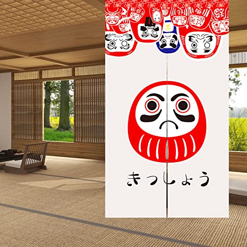 LIGICKY Noren Japanese Style Doorway Curtain Doll Daruma Printed Window Treatment Door Tapestry for Home Decoration 85 x 150 cm - Image 2