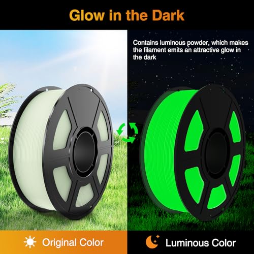Image of Glow in The Dark PLA Filament Bundle | 2-Pack(1KG per Spool, Total 2KG), Halloween Color 3D Printer Filament 1.75mm, Dimensional Accuracy + /- 0.03 mm, Fit FDM 3D Printers (Glow Blue+Green)