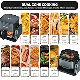 Astralship 2-in-1 Glass Air Fryer & Grill Combo, 4.2 QT + 1.3 QT Capacity, 7 Digital Presets, Small, Non-Toxic See-Through Glass Bowl, Low-Oil Healthy Cooking, Easy to Clean, Multi-Function Design