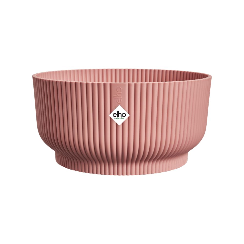 elho Vibes Fold Bowl 25 - Plant Pot Indoor - 100% Recycled Plastic - Ø 24.9 x H 12.1 cm - Pink/Delicate Pink