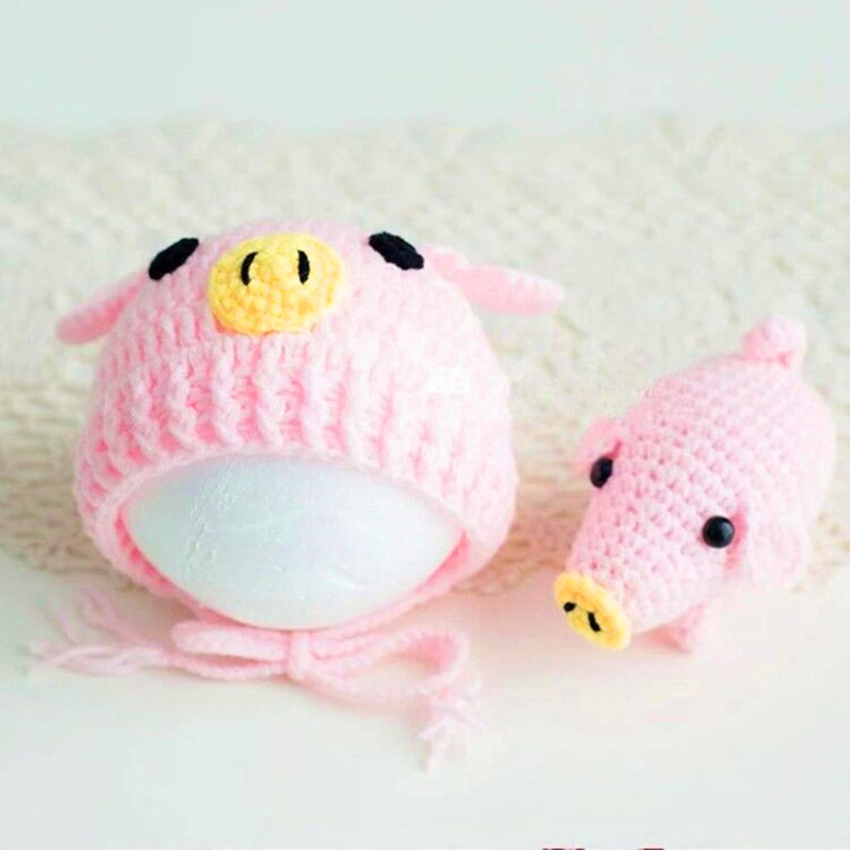 KAIXIN Newborn Baby Photography Suit with Hat and Piggy Doll, Baby Photo Prop/Outfits (Pink)