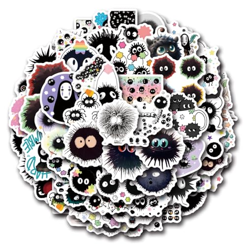 67Pcs Soot Sprite Stickers Pack,Classic Anime Aesthetic Vinyl Waterproof Decals for Water Bottle,Laptop,Phone,Skateboard,Scrapbooking,Bumper Decor for Fans for Party Supply Decor