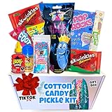 Cotton Candy Pickle Kit Gift Box From Tiktok-With Cotton Candy Crunch, Pop Rocks, Lucas Gusano Chamoy, Skwinkles, gifts for kids teen girls boys