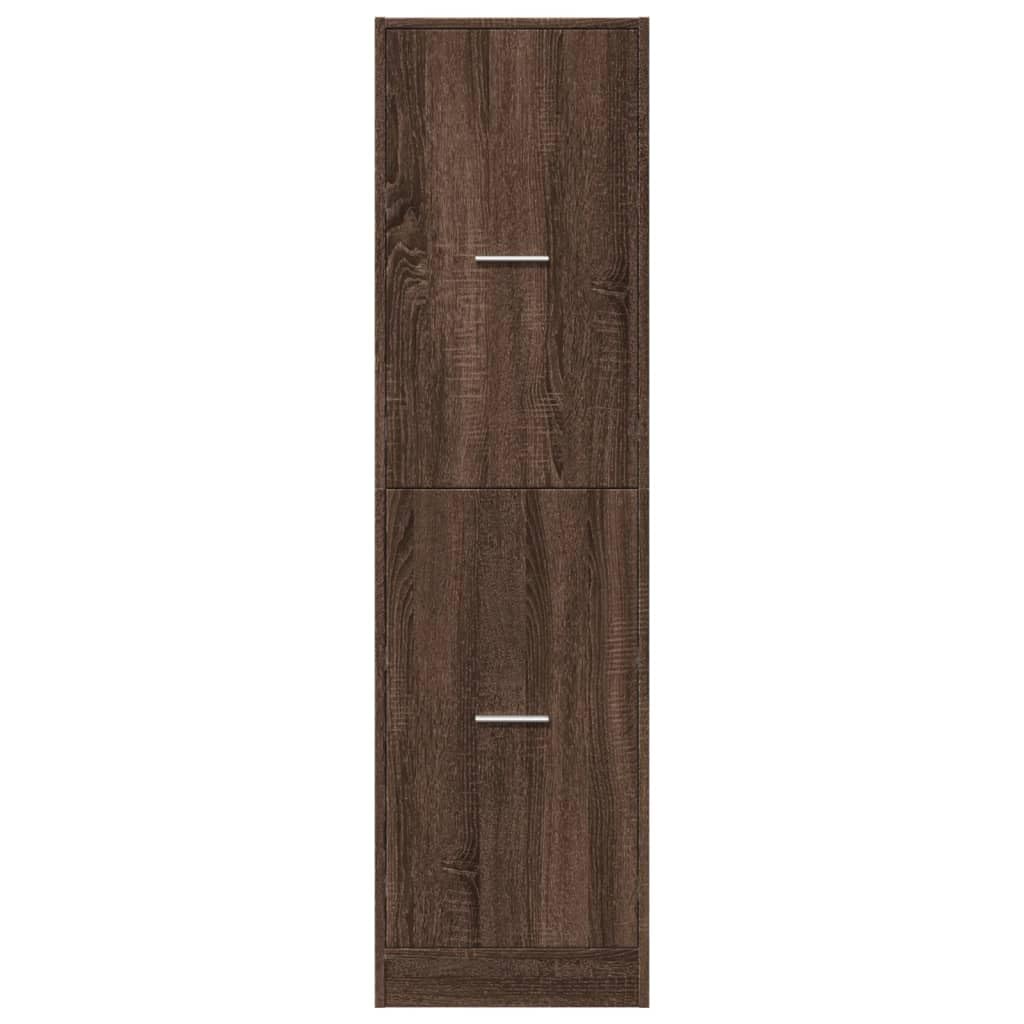 Apothekerschrank Eichen-Optik, 40x41x144,5 cm Beistellschrank aus Holzwerkstoff mit 4 Schubladen, Hoher Auszugschrank für Küche, Wohnzimmer und Büro, Braun