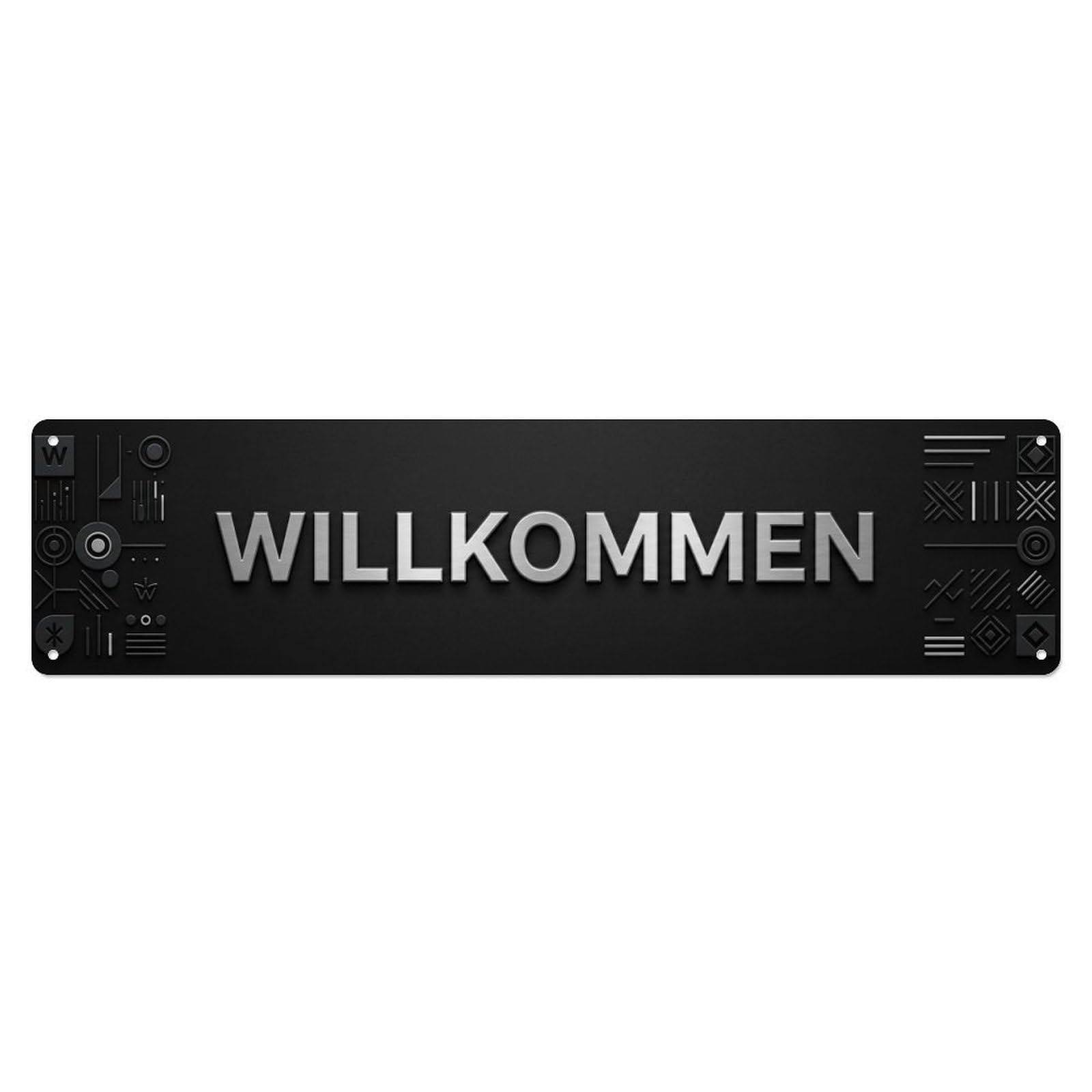 Graphite Black Modern Sleek Welcome Metal Tin Sign
