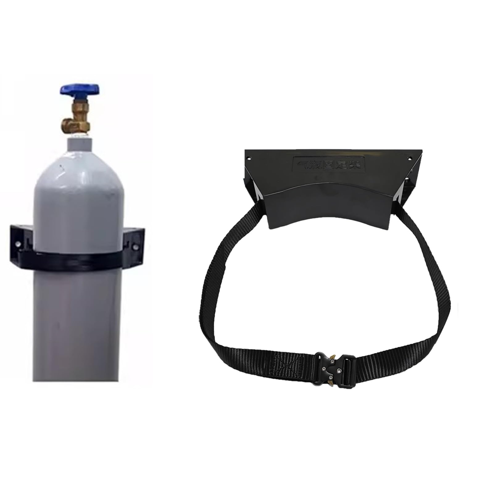 Supporto per bombola di Ossigeno da Parete - Supporto per bombola di Ossigeno con Catena Metallica Regolabile con Viti, Organizer per bombola di Gas Nitroso/acetilene, ripiano Fisso per Una
