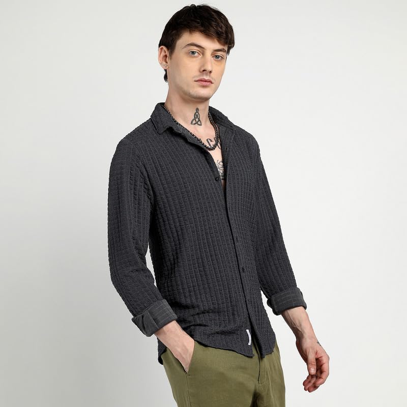 Image of CAHOOT Men'sTartan Plaid Shirt for Casual Wear | Spread Collar | Long Sleeve | Button Closure | Shirt Crafted with Comfort Fit for Everyday Wear