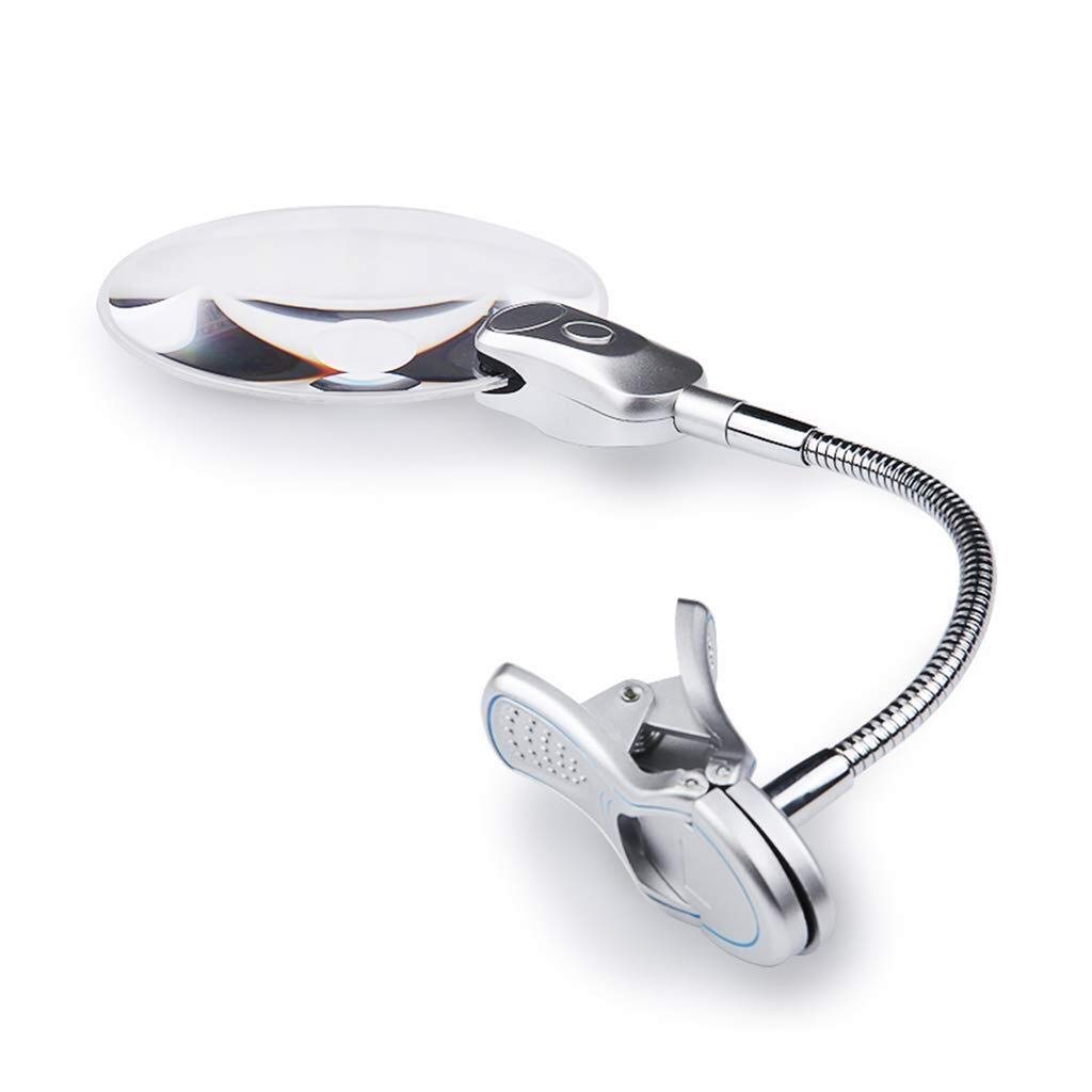SaryEdge Magnifying glassPortable Magnifier, 2.5X 10X Table Foldable LED Handsfree Magnifier Magnifying Glass Metal Hose Vise - Reading Repair,