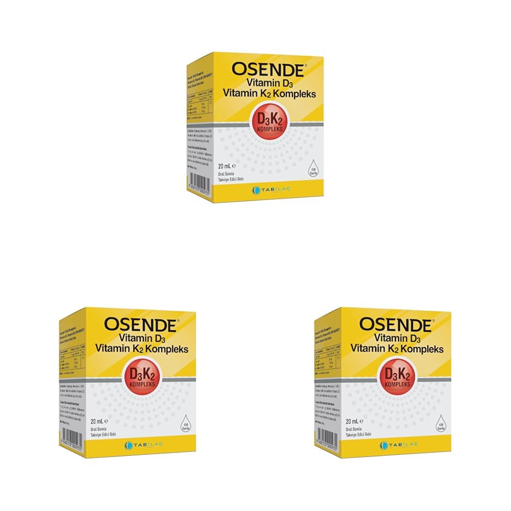 Osende D3K2 Kompleks Damla 20 ml Vitamin D Vitamin K2 MK-7 MK-4 (3 paketi)