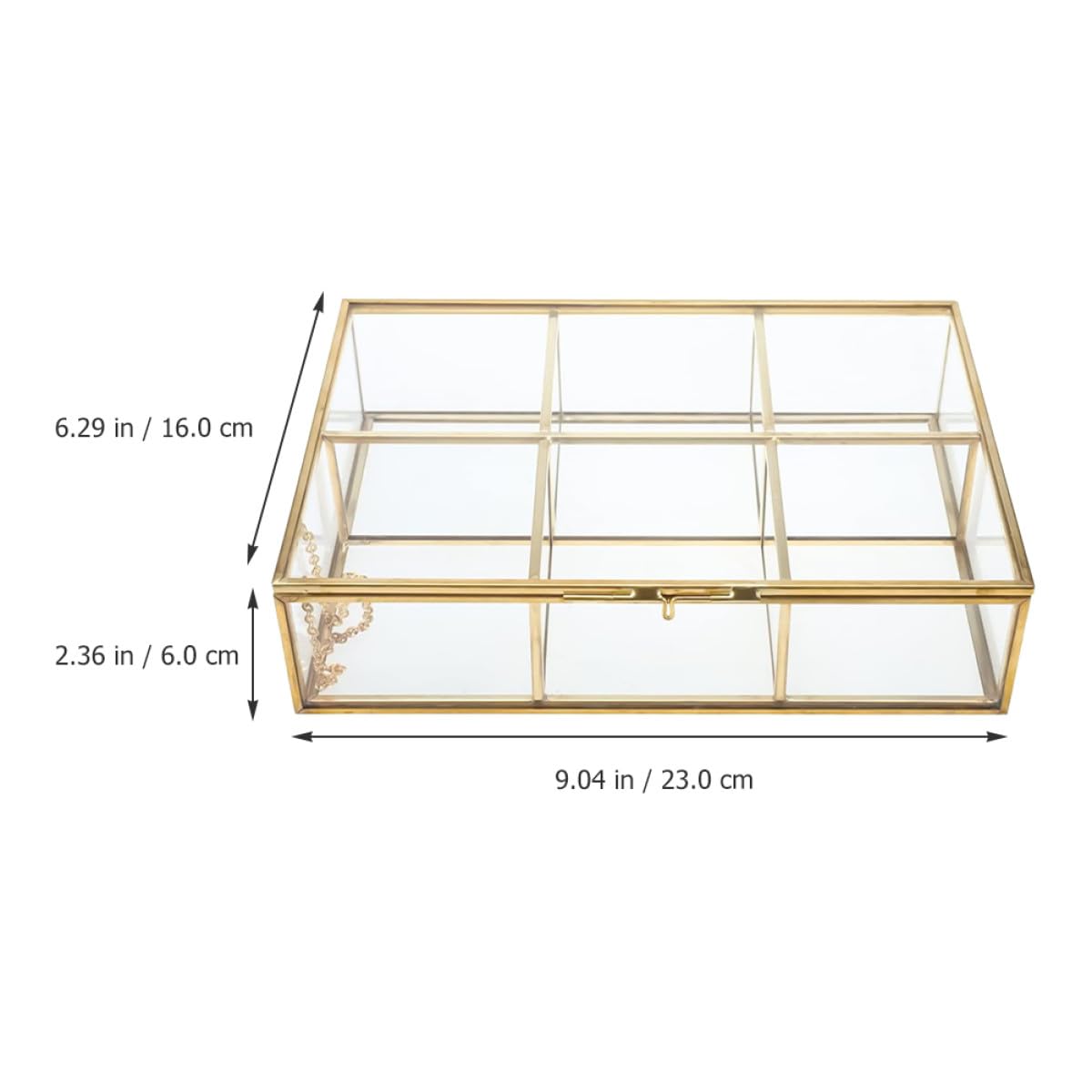 KICHOUSE Schmuckkästchen mit 6 Fächern, Legierung und Glas, Multi Slot | Ringe und Halsketten, Transparentes Design, für Schmuckläden und Zuhause