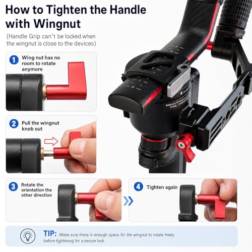 Image of ZORBES Gimbal Sling Handgrip Side Handle Grip Compatible with RS5 RS4 RS4 Pro RS3 RS3 Pro RS2 RSC2, Adjustable & Foldable Extension Handle Grip with Cold Shoe Mounts for Gimbal Filming