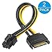 Electop 2 Pack 8 Inch SATA 15 pin to 6 pin PCI Express Card Power Cable