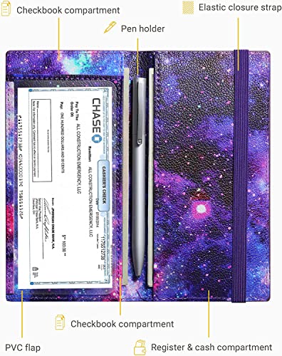 Image of Zreal Checkbook Cover for Men & Women, Premium Vegan Leather Checkbook Holder for Top & Side Tear Duplicate Checks with RFID Blocking (Starry)