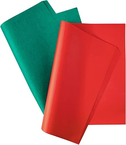 160 hojas de papel de seda de color rojo y verde para bolsas de envolver regalos, juego a granel para Navidad, vacaciones, manualidades de arte, 15