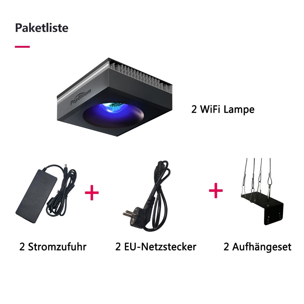 PopBloom 2 Stk. RL90 meerwasser led aquarium beleuchtung 120cm, aquarium led beleuchtung vollspektrum Marine Aquarium Riff Salzwasseraquarium