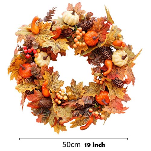 Décoration de porte d'entrée automnale et guirlande de Thanksgiving 50cm