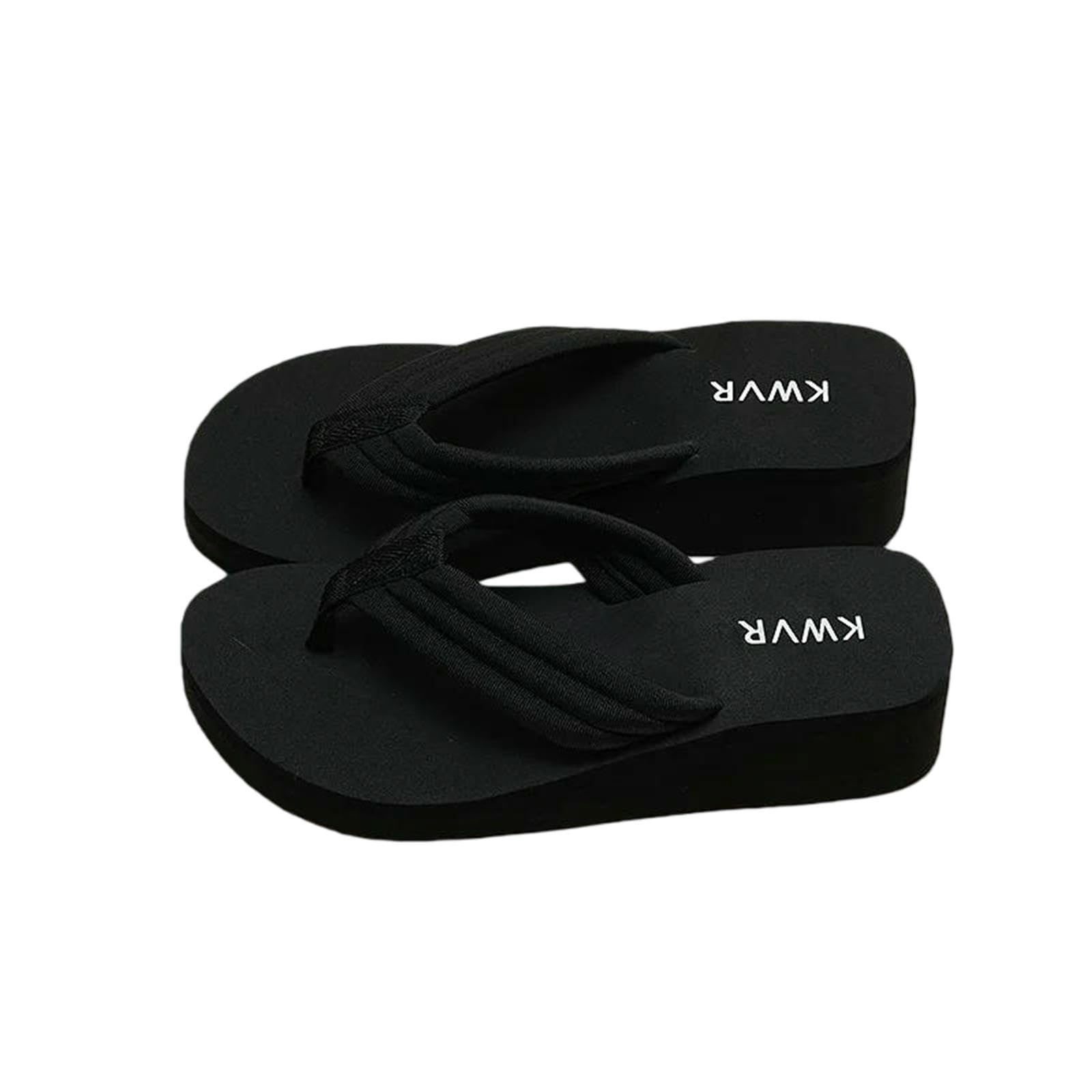 Gyios Flip Flops Men Sponge Cake Thick Sole Summer Women's Versatile Conch Anti-slip Sandals Beach Shoes-black-37