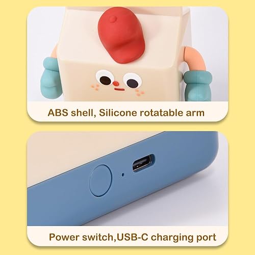 Miniatura 4 de Bonita luz nocturna para niños, lámpara de caja de leche Kawaii, lámpara de escritorio estética para decoración de habitación, luz LED recargable