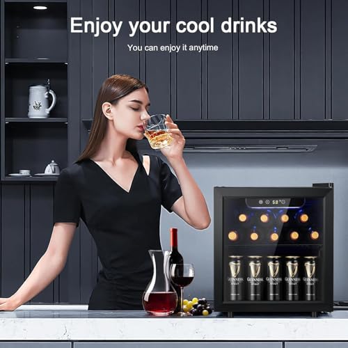 Image of Antarctic Star 12 Bottle Wine Cooler Beverage Refrigerator Mini Fridge Clear Glass Door Quiet Counter Top Cellar for Beer Soda Bar 1.3 cu.ft