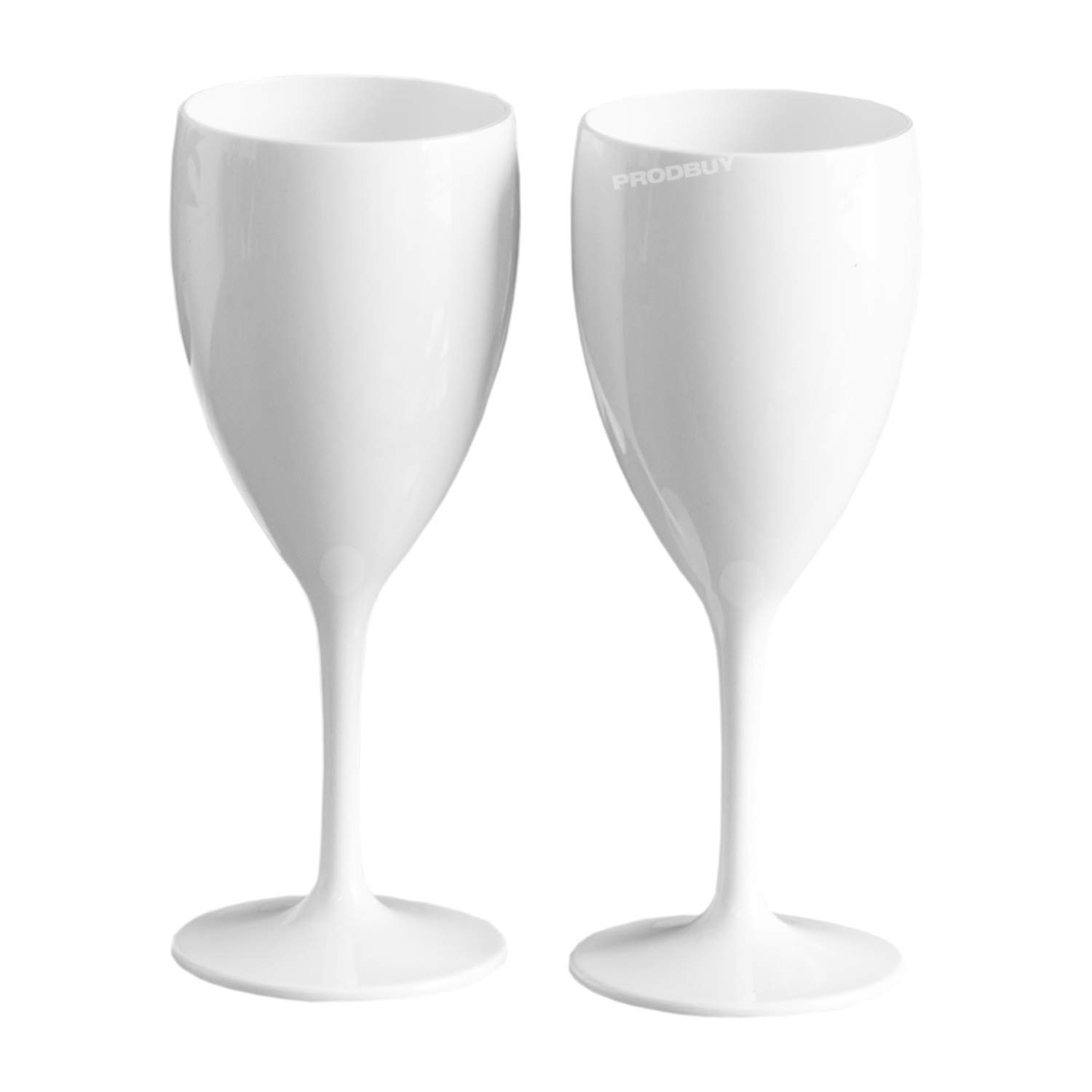 Set of 2 x Modern Gloss White Polycarbonate 350ml Wine Glasses - Virtually Unbreakable