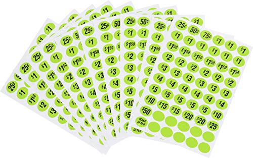 Etiquetas ovaladas para precio Hillman color verde de alta visibilidad, pack para comercio