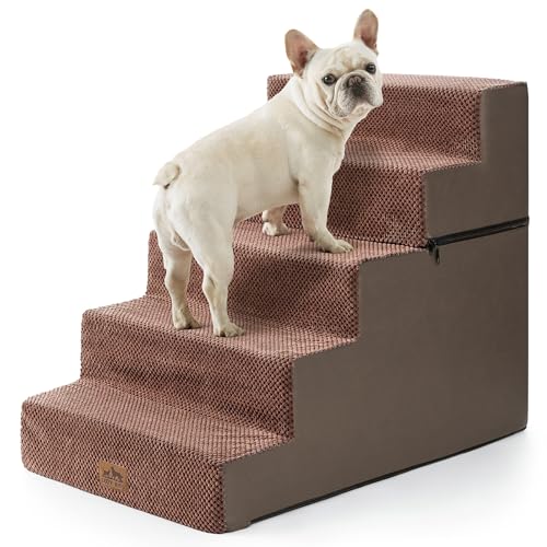 Image of COZY KISS Dog Stairs for Small Dogs, 5 Step Pet Stairs for Beds & Couches