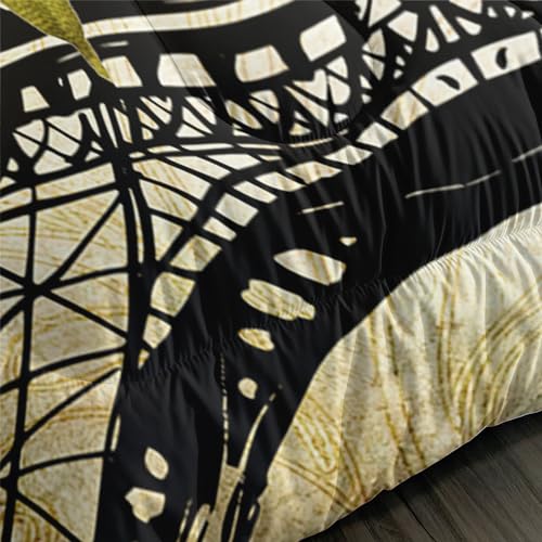 Image of AILONEN Sunflower Comforter Set Full Size,Sunflowers Butterfly Bedding Set,Paris Eiffel Tower Retro Comforter Sets, 1 Quilt and 2 Pillowcases