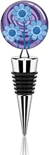 Zinc Alloy Wine Stopper Reusable Beverage Bottle Stopper Keep Fresh Bottle Sealer Three Blue Flowers Wine Saver for Bar