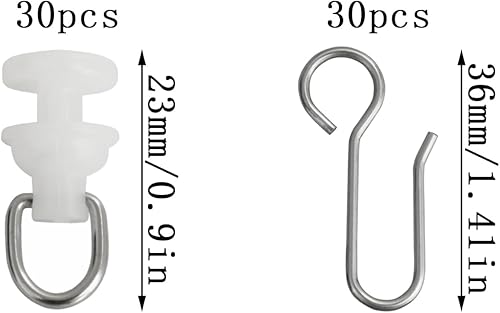 Miniatura 3 de 30 ganchos para cortina de ducha y deslizadores con 30 ganchos para cortina de ducha y tratamiento de cortina de ventana