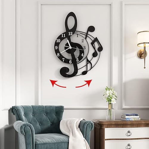 Yisile Large Modern Wall Clock 19 Inch 3D Battery Operated For Living Room Decor,Silent Classroom Decorative Clock With Pendulum,Non Ticking Clocks Musical Theme For Home House Bedroom Kitchen Decor #TOP3