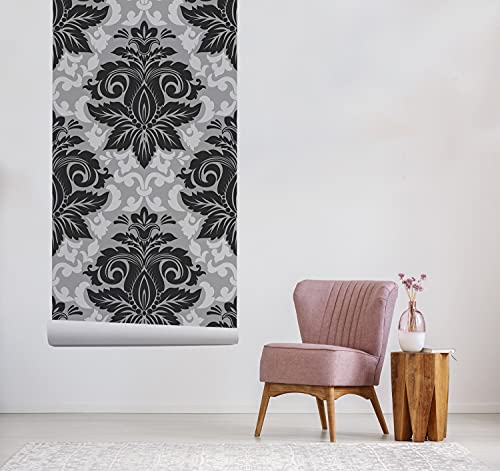 Fotomurale autoadhesivo 250x104 cm con diseño vector damask element gray decorativo impermeable 5
