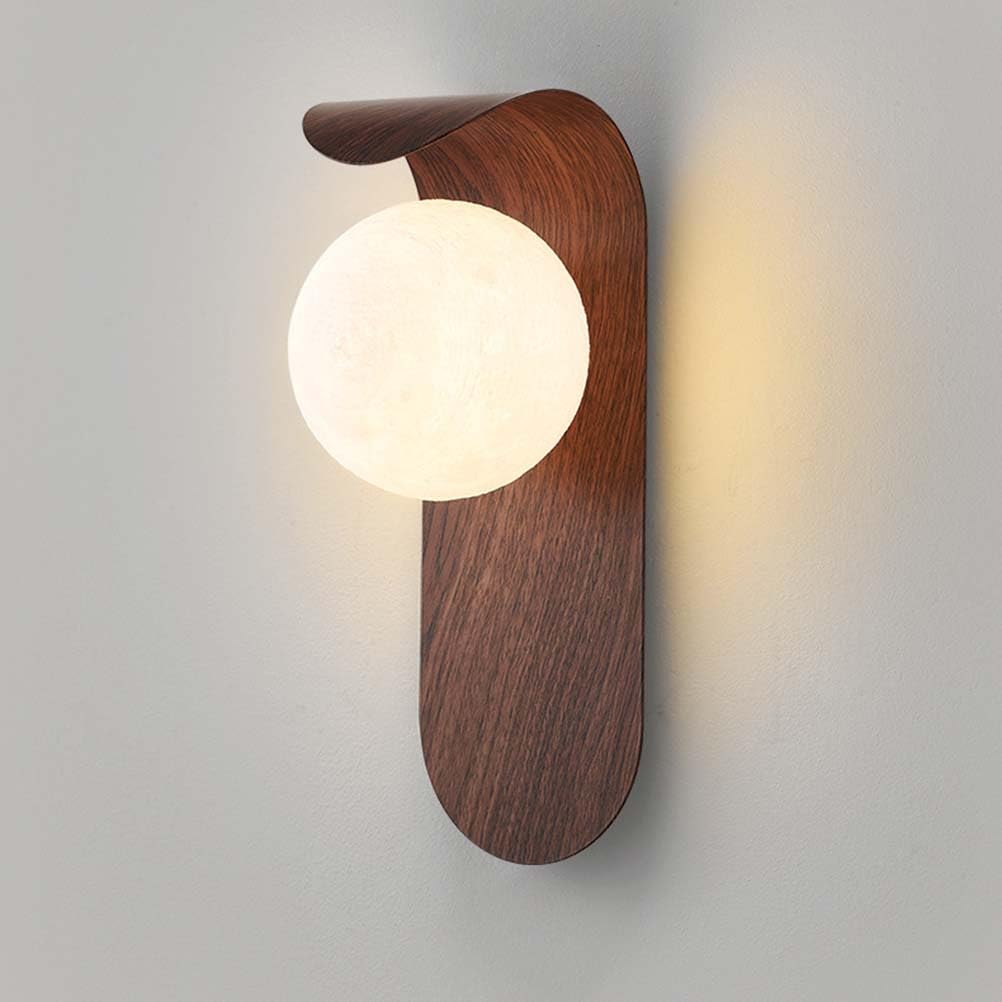 AoLa Wood G9 Wall Light Indoor Modern Design Globe Wall Lamp Minimalist Globe Acrylic Lampshade Bedside Lamp Wall Decoration Lamp Art Deco for Bedroom Living Room Hallway Stairs,logs