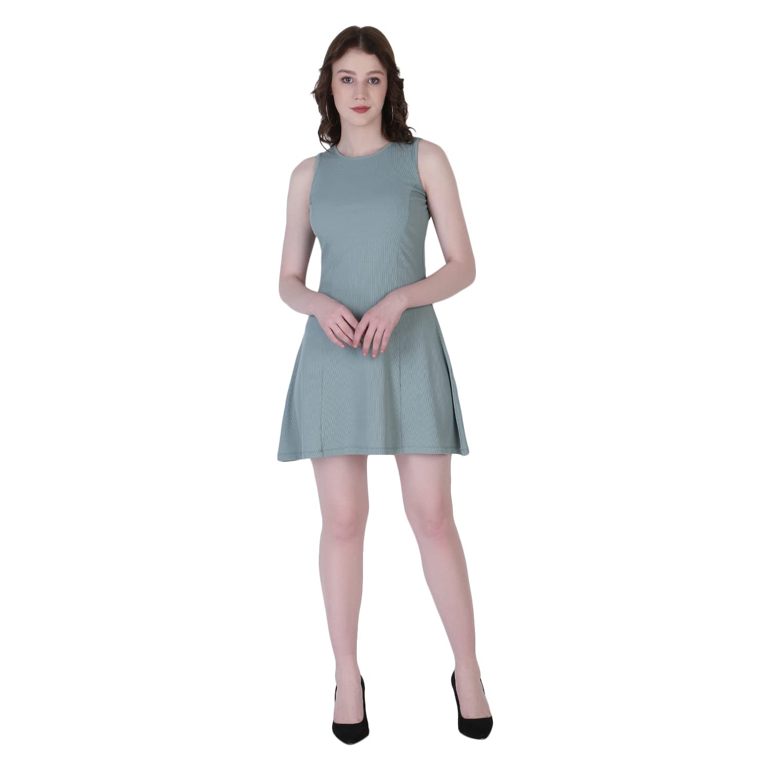 Dhruvi Trendz Womens Rayon Western Dresses Regular Fit Dt-Wd1056 (Dt-Wd1056_Light Green_L)