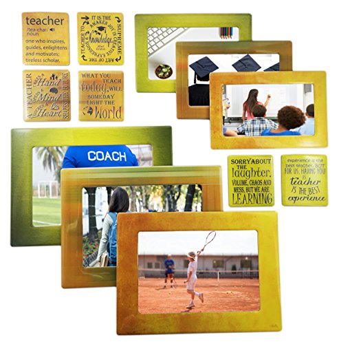Sheen Teacher - Magnetic Picture Frames And Refrigerator Magnets With Inspirational Quotes (12 Piece) Photo Collage Gift - Teacher Day - Teacher Appreciation Day - Coach - Trainer - Mentor #TOP28