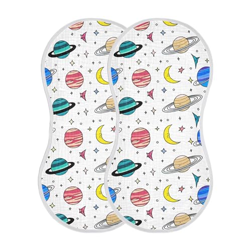 xigua Colorful Planets Baby Burp Cloths for Newborn Boys and Girls 1 Pack, Soft & Absorbent Cotton Baby Burp Cloth, Baby Washcloths, Newborn Towel, Burp Rags2