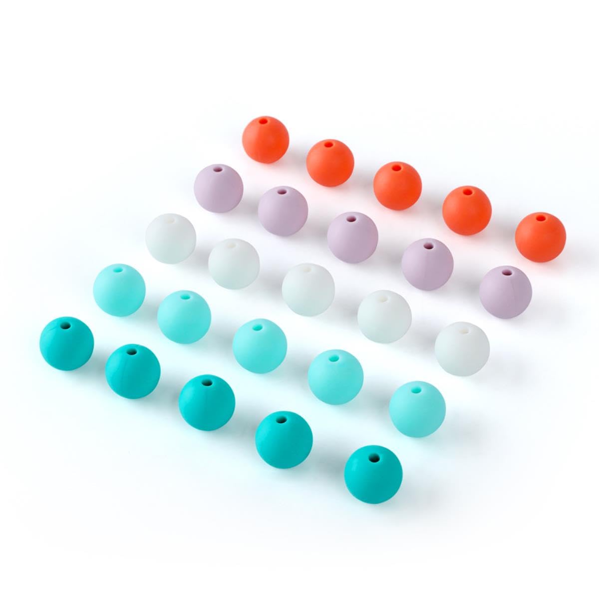 100 perline in silicone, perline rotonde in gomma monocolore, per