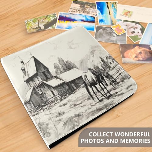 Álbum de fotos adhesivo DIY Scrapbook Álbum de caballo y granero con 3 anillas 40 páginas 8x10 para memoria miniatura 5