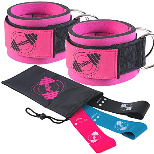 PeoBeo Ankle Straps for Cable Machines with Latex Loop Resistance Bands for Legs