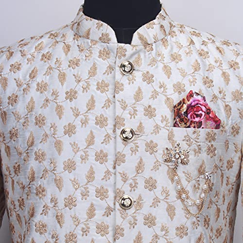 Panjatan Men's Eye Catching Stone Studded Snow Flake With Three Chain Pin Brooch (Image - 5)