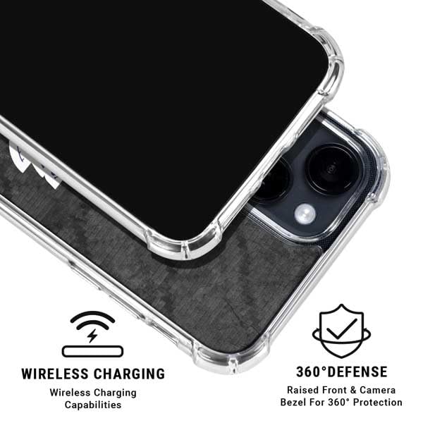 Skinit Clear Phone Case Compatible with iPhone 15 - Officially Licensed NBA Los Angeles Lakers Dark Rust Design