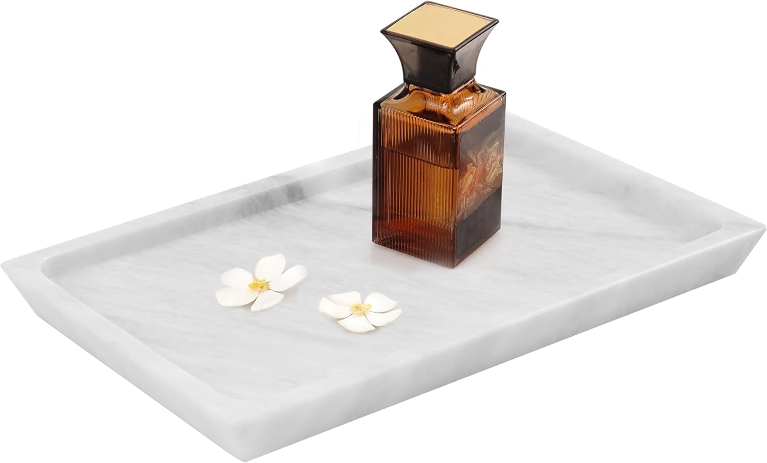 Radicaln Marble Serving Tray 12" Inches White Handmade Rectangle Tray for Party Modern Fruit and Serving Bowl for Entertaining, Cafeteria and Food Trays