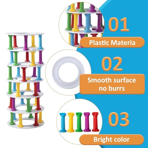 Image of Kidology Tumbling Tower Game - Classic Stacking Game, Fine Motor Skills Building Blocks With Dice Slate, Montessori Learning Toy Family Fun Game Board Games For Children, Multicolor
