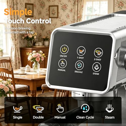 Image of AMZCHEF Espresso Machine with Self-Cleaning, 20Bar Coffee Maker, Platinum